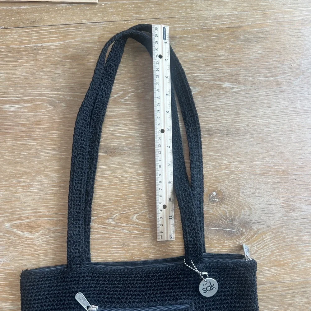 The Sak Medium‎ Crochet Handbag Black Double Handle Bag